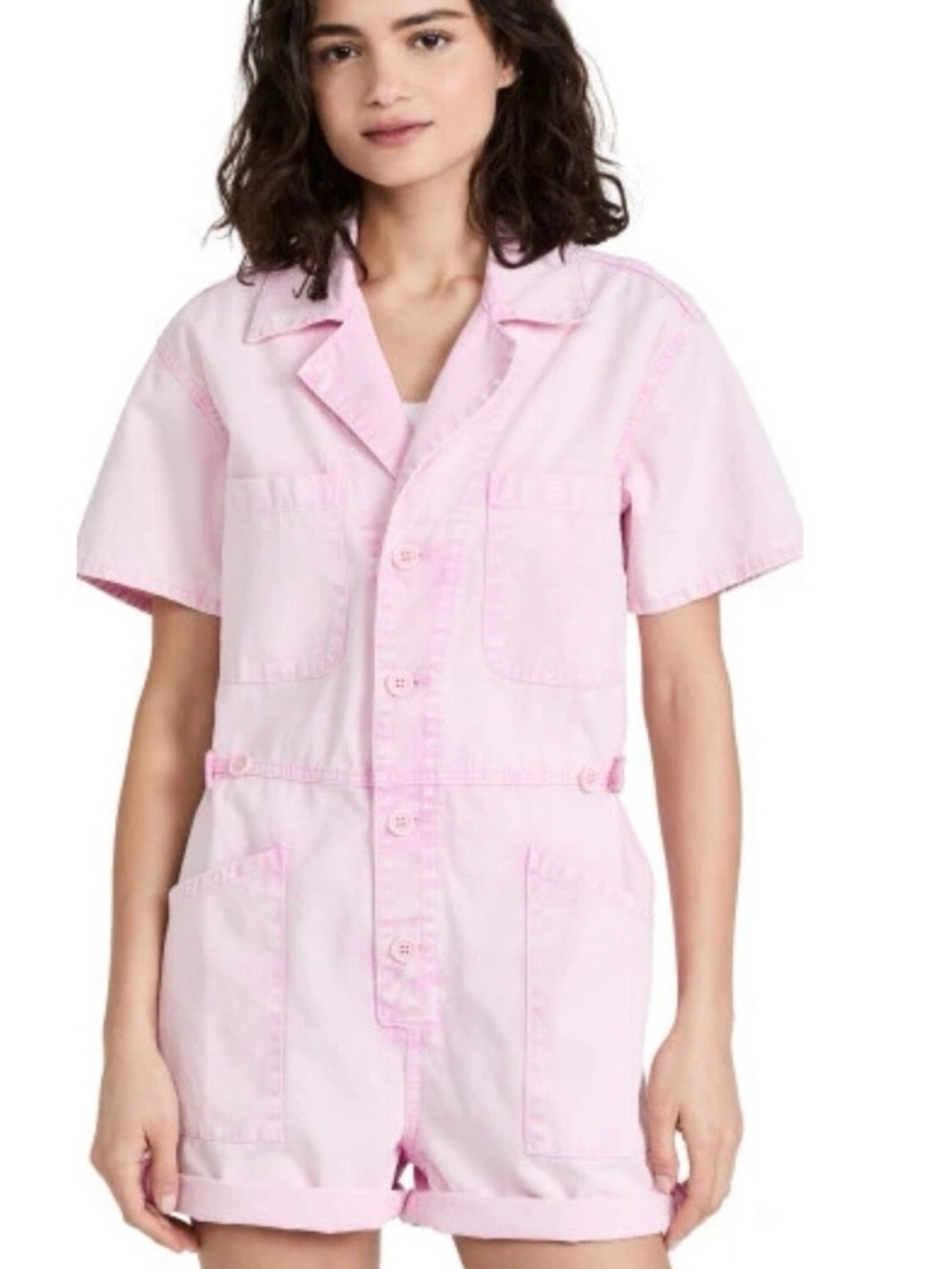 pistola Pastel Pink Short Sleeve Utility Romper